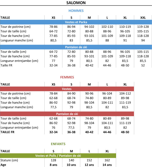 taille salomon chaussure